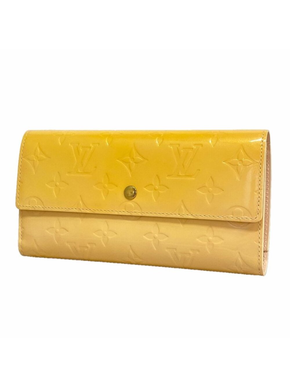 Louis Vuitton Trifold Wallet Vernis Porte Tresor International Marshmallow Pink